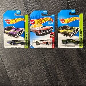 Hot Wheels ’69 Dodge Coronet Superbee – Lot of 3 – Flames Series & HW Workshop